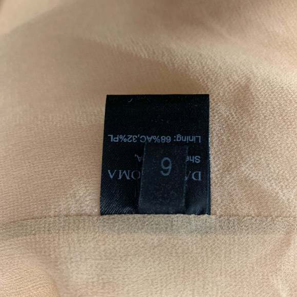 DAVID KOMA Beige Nude Mesh Spaghetti Straps Cocktail Dress - Picture 6 of 7